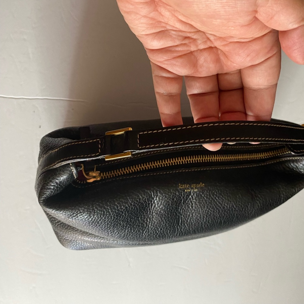 RARE Vintage Kate Spade Black Pebbled Leather Mini Hobo Made in Italy Y2K - Picture 7 of 14